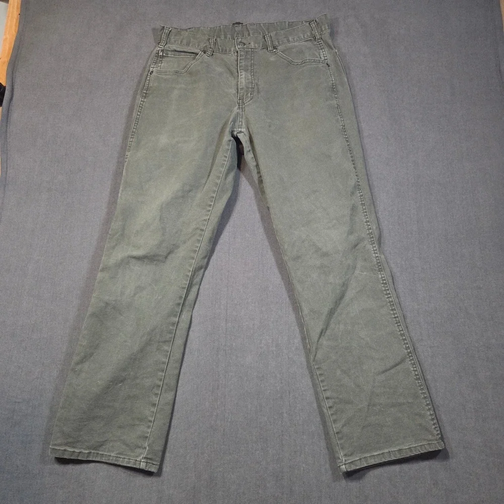 Genuine Dickies Carpenter Pants Mens 32x28 Olive Green Canvas Utility Trousers